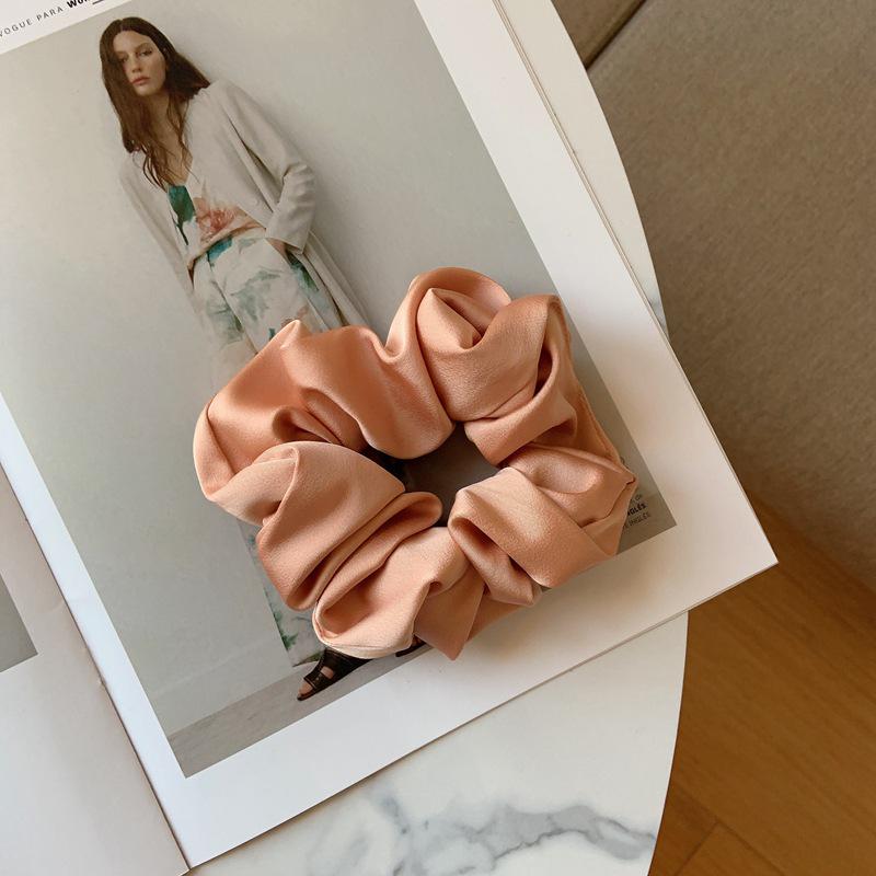 Korean Dongdaemun Women's French Silk Hair Scrunchie - Elegant Satin Hair Tie Accessories