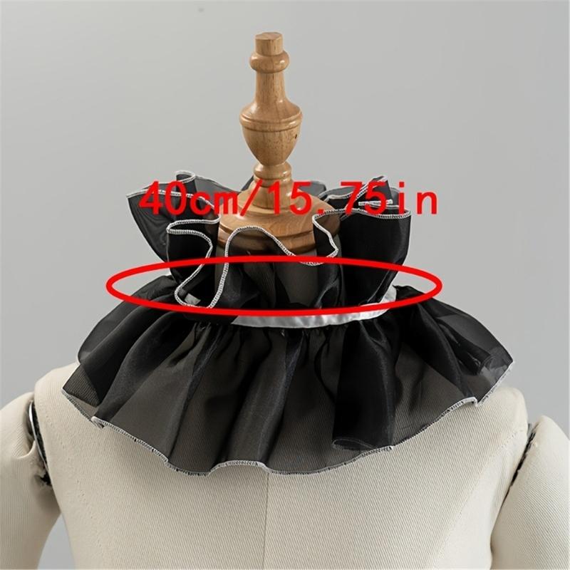 Gefalteter Rüschen-Faux-Kragen Dekoratives Halsstück Accessoire für Damen Abnehmbarer Halskragen für tägliches Outfit Layering und Foto-Styling