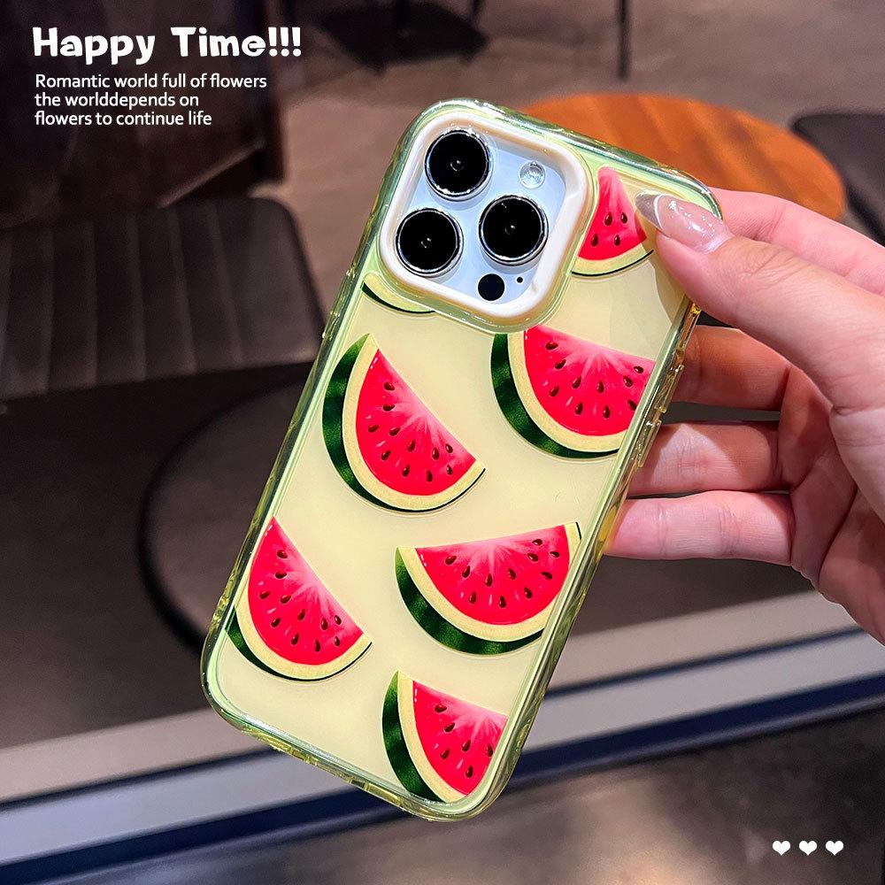 Watermelon Corrugated Jelly Shell Is Suitable for iPhone17PROMAX Mobile Phone Case, Anti-drop Apple 16 Solid Color Protective Case 15.