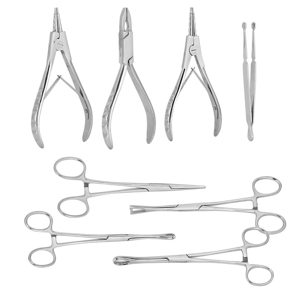 8pcs Professional Stainless Steel Body Piercing Instruments Kit Tools Body Art