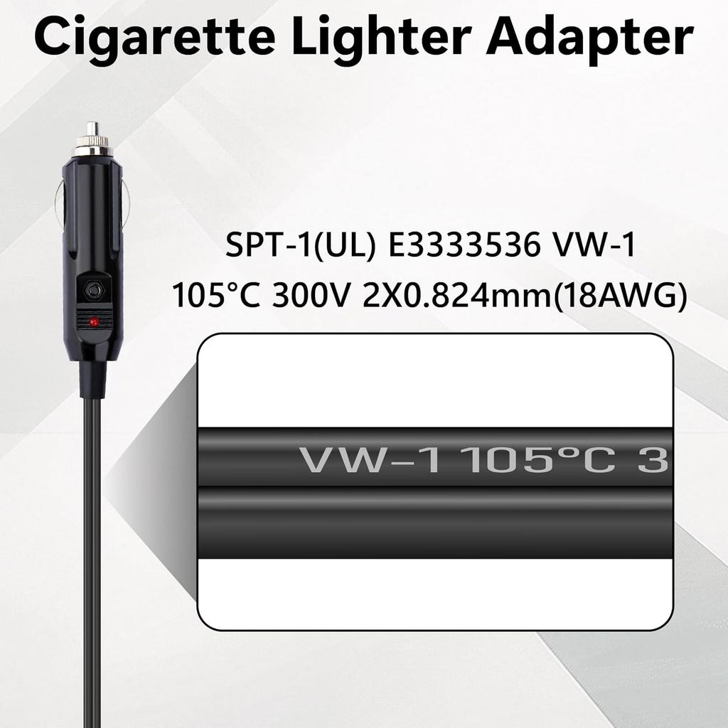 12V Doppel-Zigarettenanzünder-Adapter, 1 zu 2 Auto-Zigarettenanzünder-Splitter mit 2 Steckdosen, 18AWG Doppel-Zigarettenanzünder-Verlängerungskabel mit 15A Sicherung