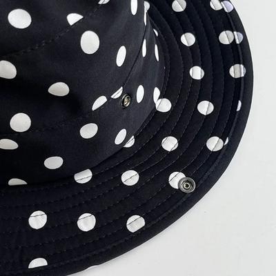 Versatile Black Dot Bucket Hats Leopard Print Sweet Lace-up Design Sun Hat UV Protection Sun Protection Big Brim Hat Summer