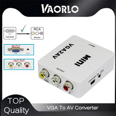 VAORLO Adaptor scalar convertizor VGA la AV Mini Suport 1080P Convertor VGA2AV PC la TV HD Computer la TV
