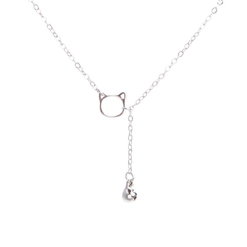Einfaches Design Katze Halskette Weibliche Persönlichkeit Klein Frisch Niedlich Student Glocke Anhänger Schlüsselbein Kette Trend