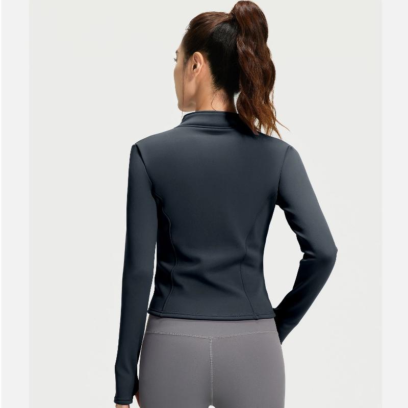 New Spring Autumn Zipper Slim Long Sleeve Top Women Stand Collar Sports Tight Yoga Wear Jacket Female