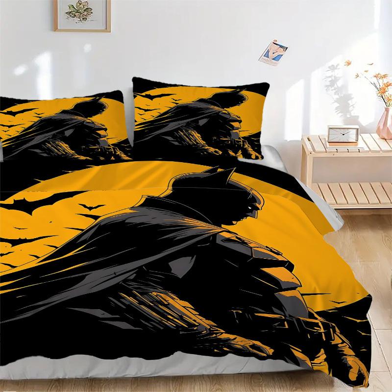 3pcs Batman Bedding Set, Soft Polyester Duvet Cover and Pillowcases Machine Washable Seasons all suitable & Guest Room Decor290