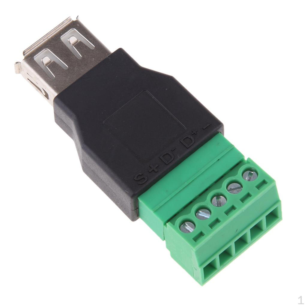 USB 2.0 Type A Socket To 5-pin Screw And Clamp