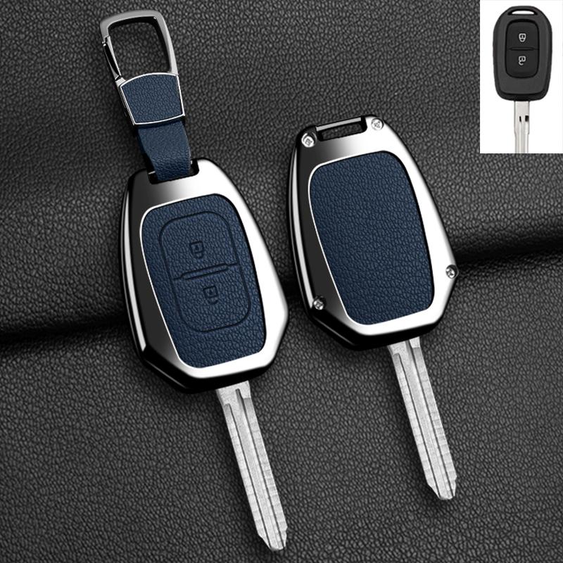 For Renault Kwid Traffic Symbol For Dacia Sandero Logan Duster - Zinc Alloy Leather Car Key Case Cover Auto Accessories