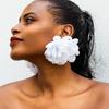 Salircon Übertriebene Satin Elegante Große Blume Hängeohrringe Vintage Mode Party Damenohrringe Hochzeitsbankett Schmuck