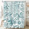 Vivid Blue Paisley Print Shower Curtain Waterproof Home Decor Bathroom Accessories