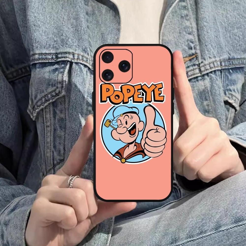 

Чехол для телефона с изображением моряка P-Popeye для iPhone Mini 11 12 13 14 15 Pro XS Max X Plus SE XR, черный, мягкий iPhone15