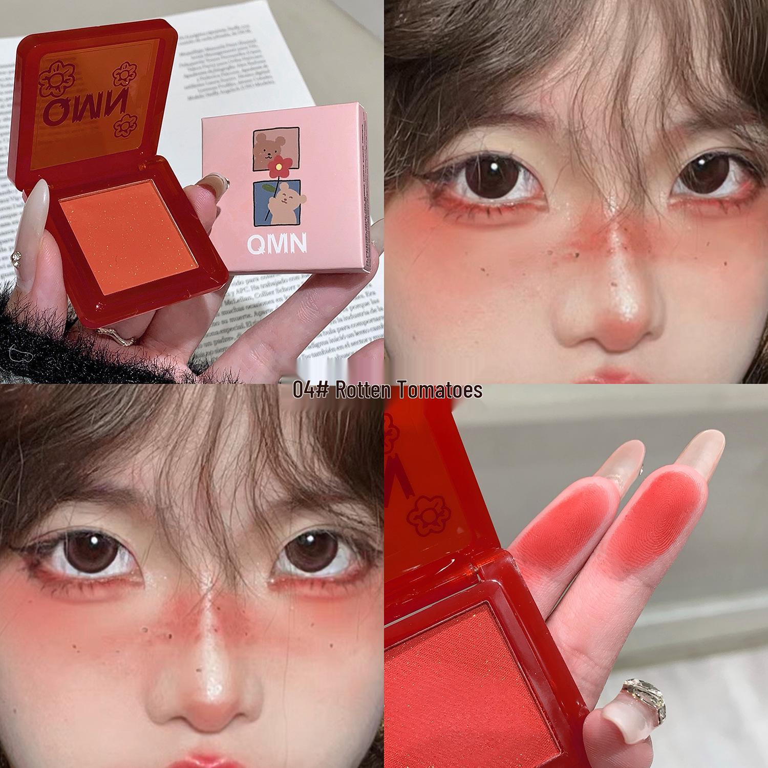 QMN Youthful Peach Blush & Smoky Eye Makeup - Shimmer, Contouring & Brightening, Natural & Affordable.