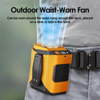 Wiederaufladbarer Hüftventilator mit LED-Clip-Ventilator mit Taschenlampe Tragbares Hüft-Aufhängeseil 100 Gänge Hoch