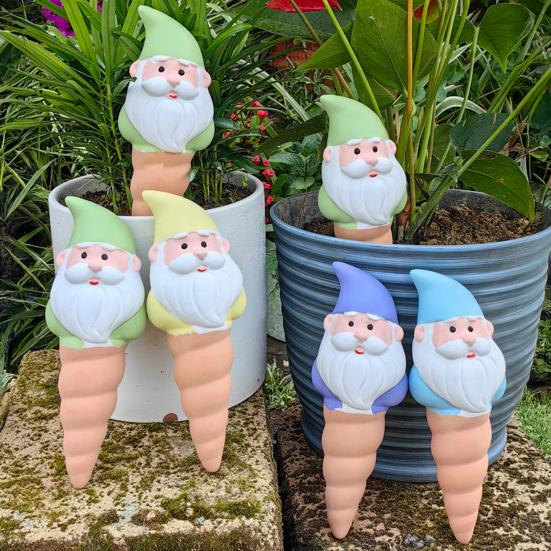 4 Pcs Gnome Self Watering Globes Terracotta Plant Watering Globes Slow Release Automatic Watering Bulbs for Indoor Outdoor Plants