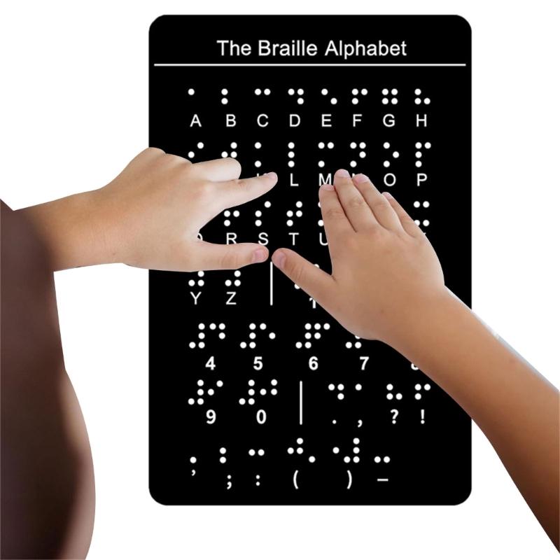 Anfänger-Braille-Tafel mit erhabenen Punkten Buchstaben Zahlen & Satzzeichen Braille-Lernen Fingerbrett für blindes Kind Erwachsenen