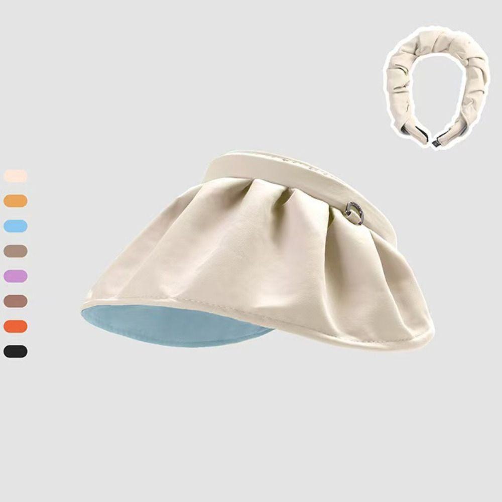 Headband Female Shell Hat Topless Foldable Visor Cap Fashion Sun Protection Cap  Travel