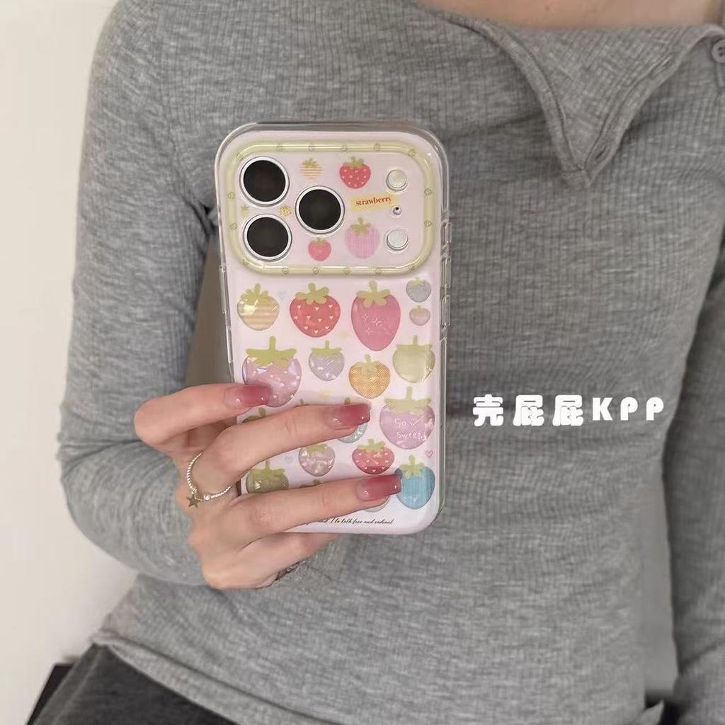 Semi-transparent Cute Strawberry Girl for iPhone17promax Apple 16pro Mobile Phone Case 15pro Popular 17