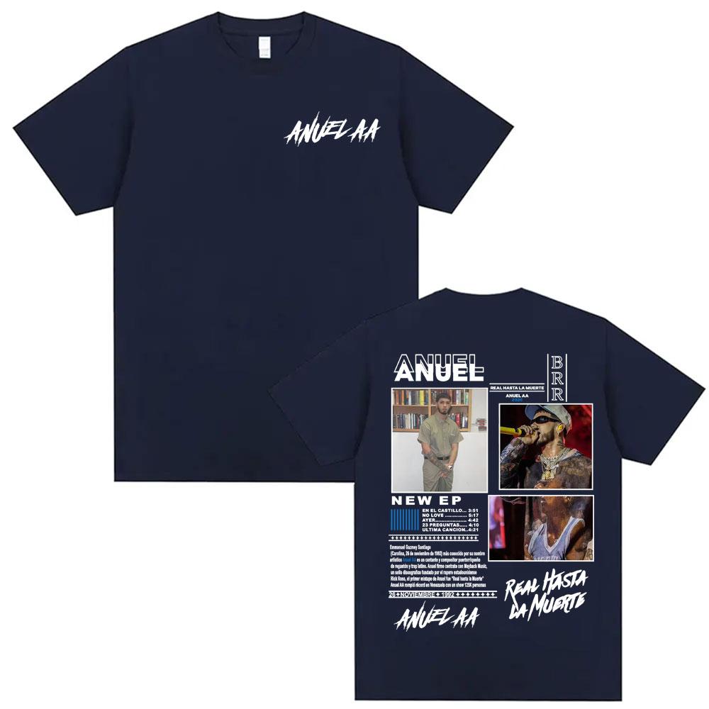 Anuel AA Real Hasta La Muerte Album Cover T Shirts Mens Clothing Summer High Street Tshirts 100 Cotton Short Sleeve T Shirt