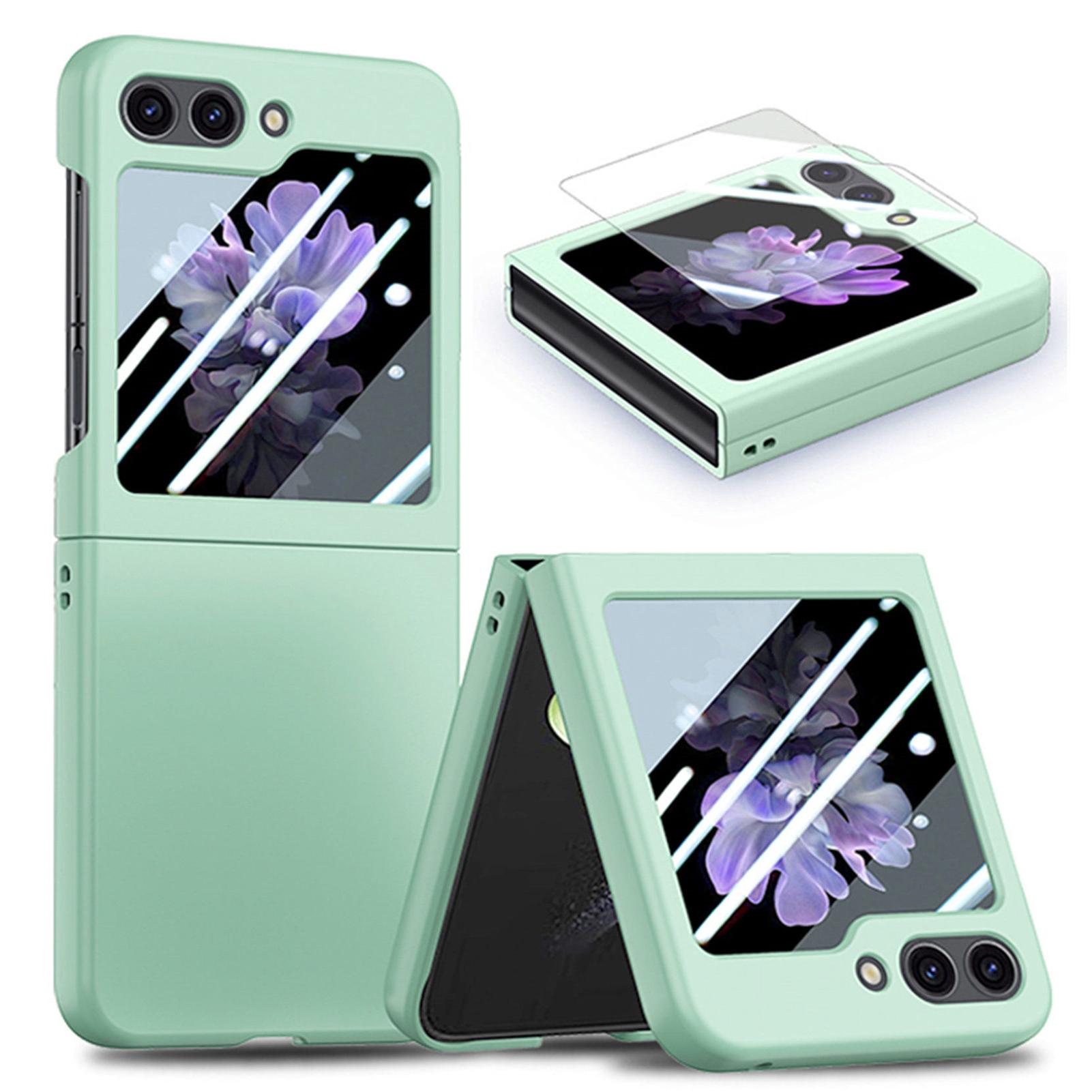 

For Samsung Galaxy Z Flip7 FE 5G/Z Flip6 5G Case Skin-Touch PC Phone Cover with Rear Screen Protector Light Green