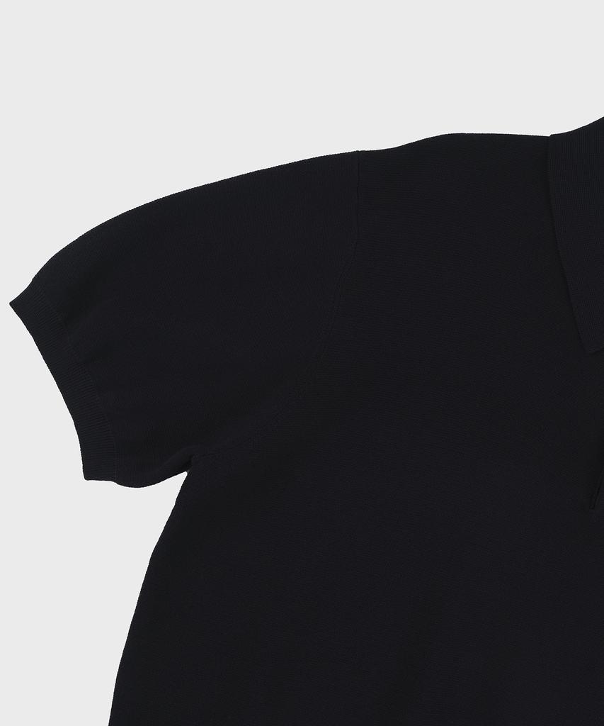 BELLIEF Essential Hard Twist Cotton Short Sleeve Polo Knit (Navy)