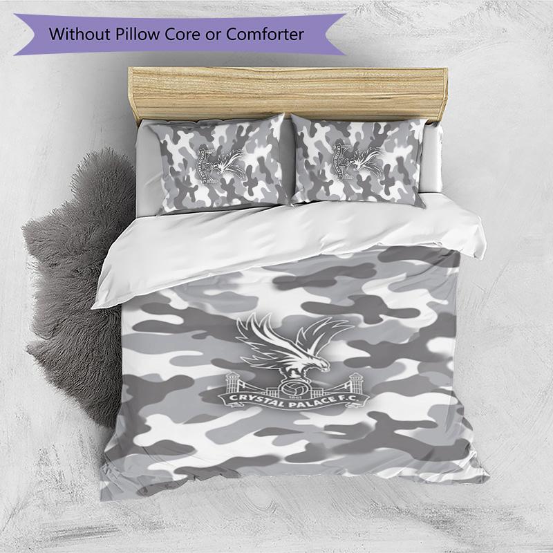 Crystal Palace Football Printed 3 Pieces Bedding Set, Comfortable Skin Friendly Bedroom Duvet Cover Set