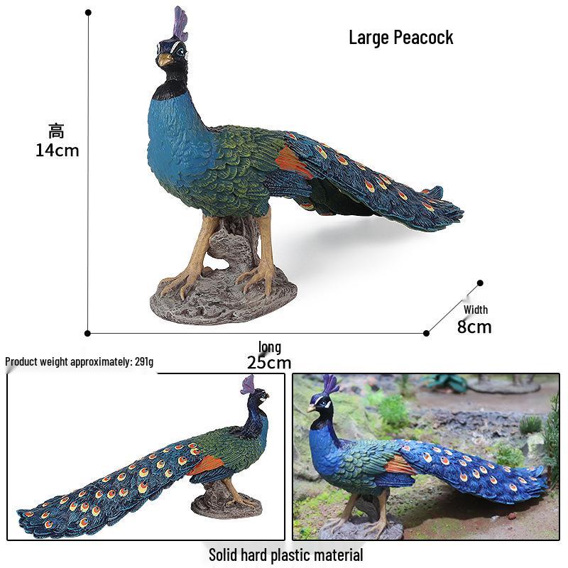 Realistic Bird Figurines Set: Eagle, Parrot, Peacock, Flamingo, and Owl