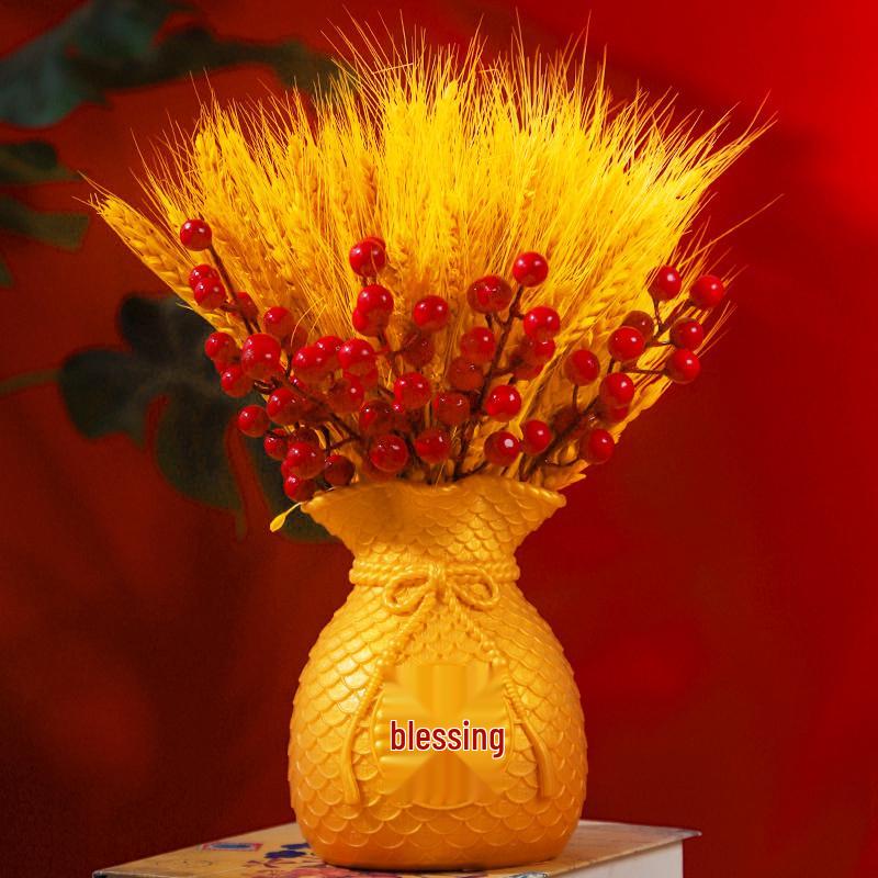 Golden Barley Ear Faux Flower Arrangement for Home Decor - Perfect for Living Room, Dining Table, Weddings & Special Occasions