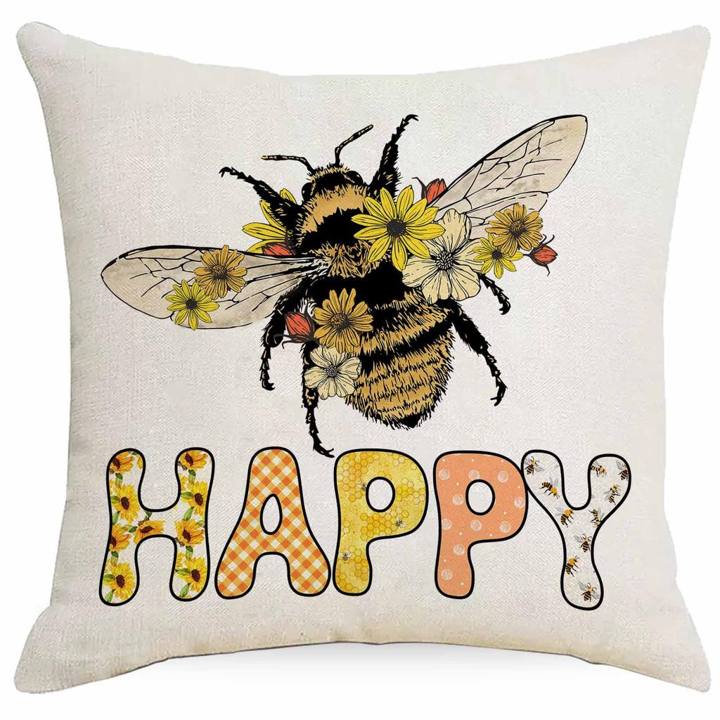 Western Summer Butterfly Bee Flower Pillowcase Home Sofa Cushion Pillowcase Decoration