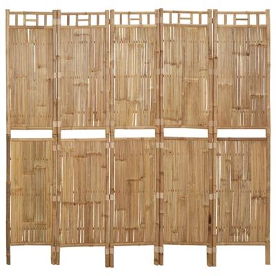 Vidaxl 5-Panel Bamboo Room Divider, 200 X 180 Cm