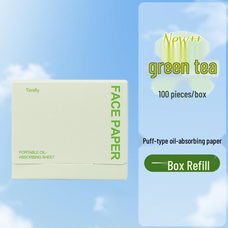 Timifly Puff-Style Oil-Absorbing Sheets with Mirror Box - 100 Sheets, Portable, Makeup-Safe