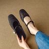 French Retro Woven Hollow Half Slippers Women's Summer Wear Flat Leather Word with Mary Jane Bag Head Cool Slippers