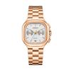 Women's S Elegant Dress Watch with Golden Stainless Steel Band Square Green Dial Waterproof Quartz Wristwatch with Luminous Hand