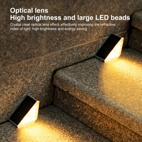 Solar Step Light Auto On/Off Rechargeable Super Bright Easy Installation Warm Ambiance Outdoor