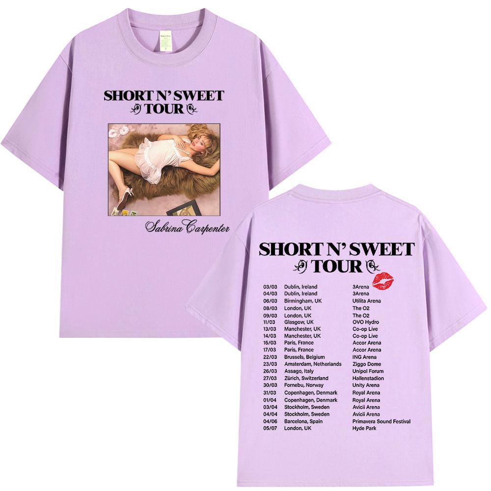 Sabrina Carpenter Short N Sweet Tour 2025 T Shirt Fans Gift Unisex Women Clothing Harajuku Aesthetic Tshirts Cotton Loose Tshirt