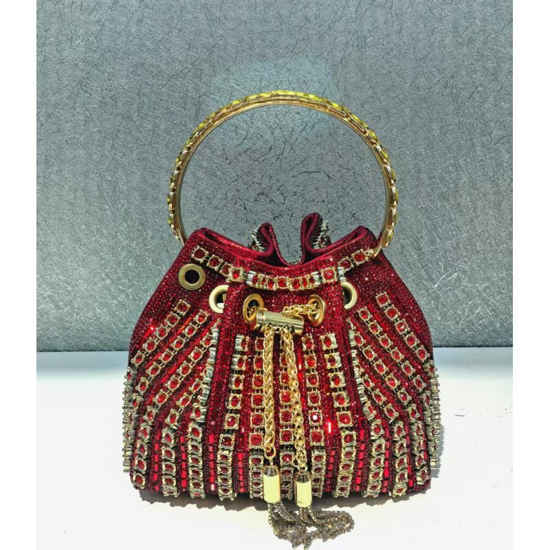 2026 Womens Crystal-Embellished Crossbody Bag Fringe Detail Small Square Shoulder No Top Handle