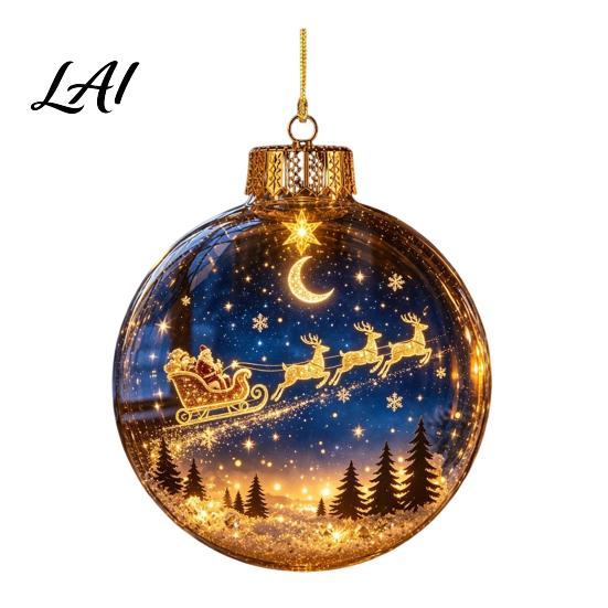 Luminous Holiday Tree Decorations Light Up Christmas Ball Ornaments Glowing Scene Xmas Hanging Decoration Clear Coordinated Layout Ornaments Acrylic