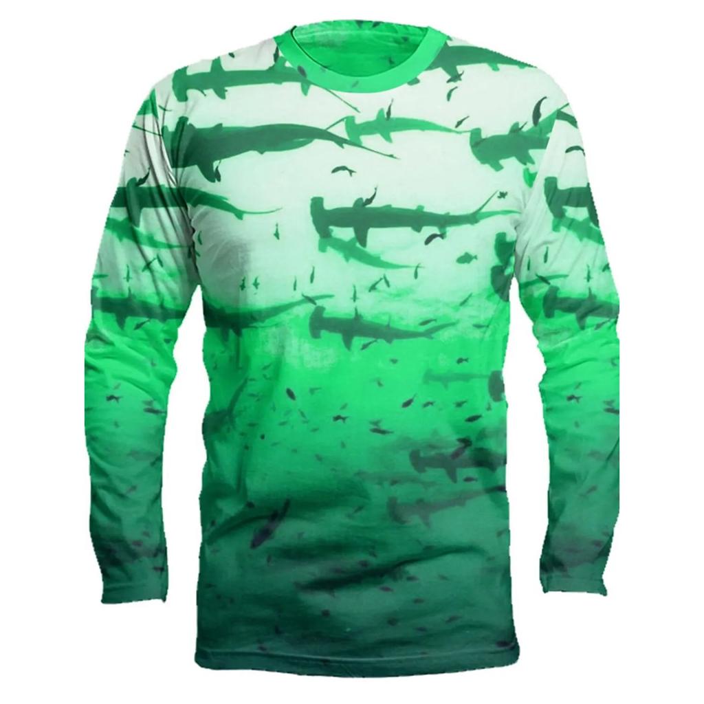Frühlings- und Herbst-Rundhals-Oberteil mit 3D-Fischdruck, modische lässige Herren-Langarm-T-Shirts