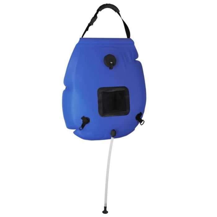 Sac de douche de camping - VIDAXL - 20 L - PVC - Bleu - Chauffage solaire rapide