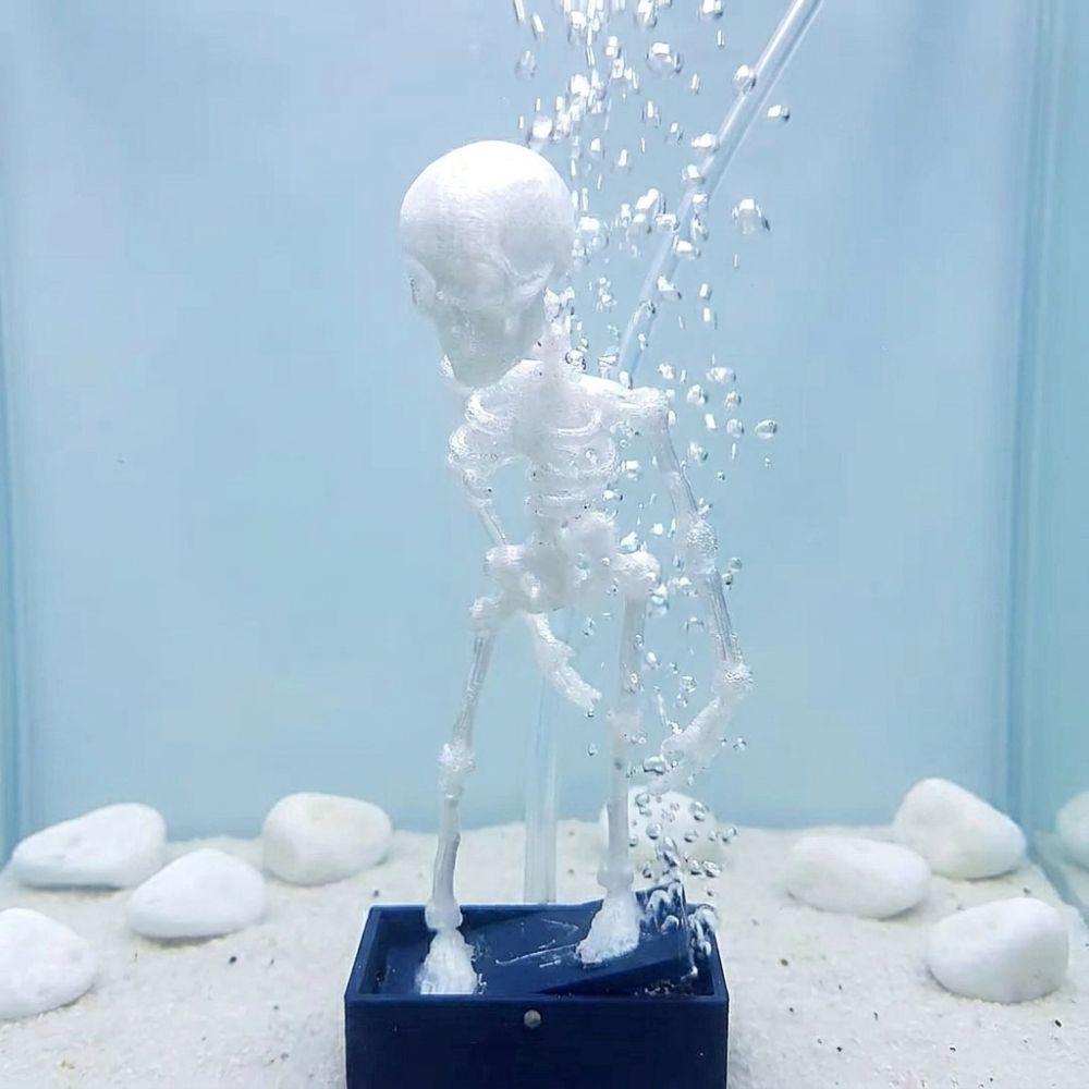 3D Printed Fish Tank Dance Skull Ornament Plastic Movable Oxygen Skeleton Halloween Decor