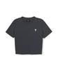 Emelbi Women'S Vintage Slim Ribbed Short Sleeve T-Shirt Phi (D.Charcoal Grey)