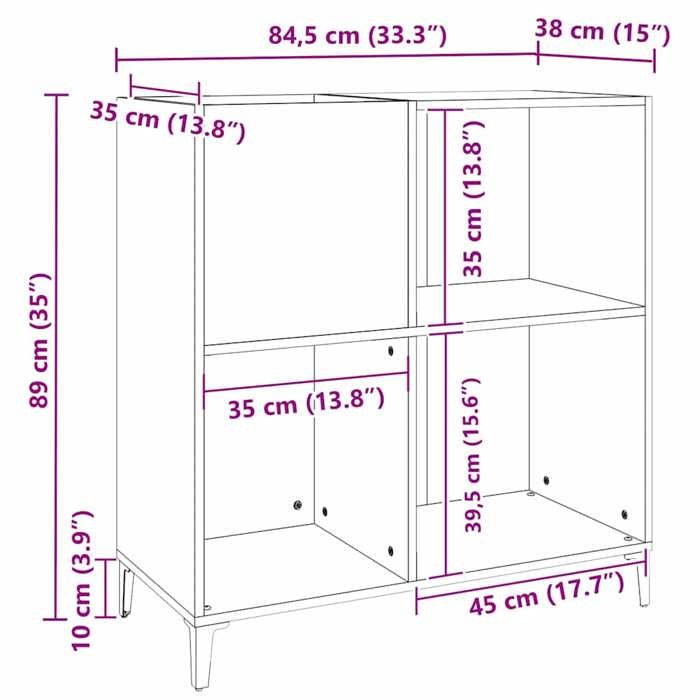 VidaXL Record Cabinet, Side Cabinet with Storage, Furniture for Turntable, Living Room Buffet, Industrial 832002