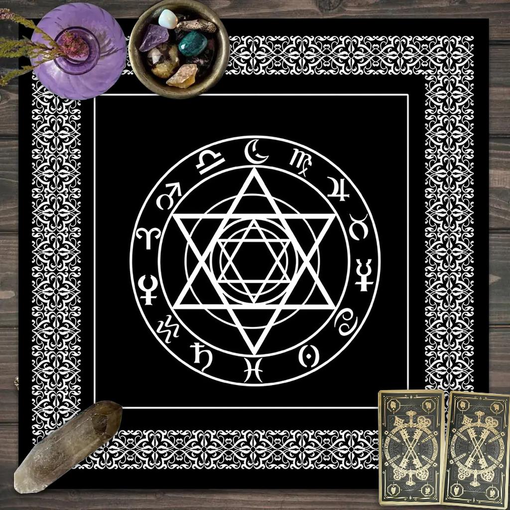 1 stuk Tarotkaart tafelkleed, mystiek runen astrologie altaarkleed, heksenhut decoratie tafelkleed, kaartspel tafelkleed