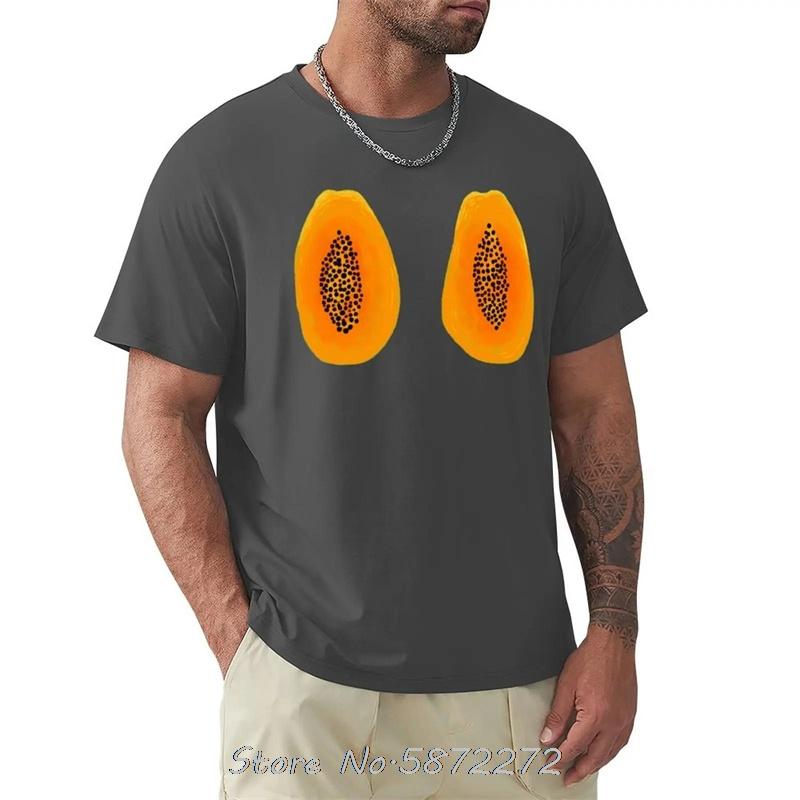Papaya TShirt Two Slices Of Pumpkin Mens Cotton Unisex T Shirt Oversized Tshirt Fitness Tees Graphic Tops Mens Clothing