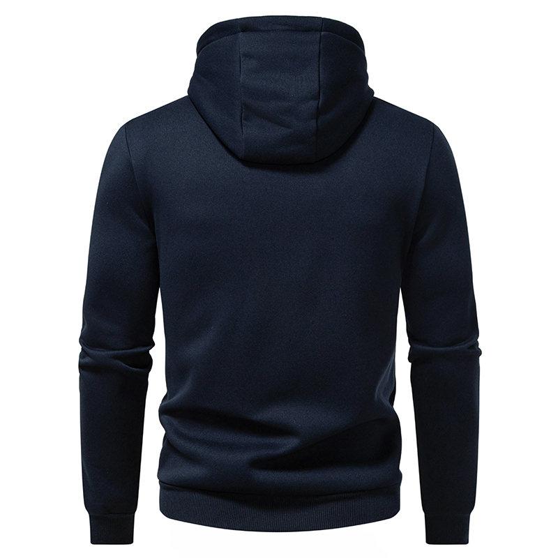 Men's Half Zipper Hooded Hoodies Solid Korean Sweatshirts Man Fashion Streetwear Hooded Sweatshirt Slanted Pocket Casual Hoodie