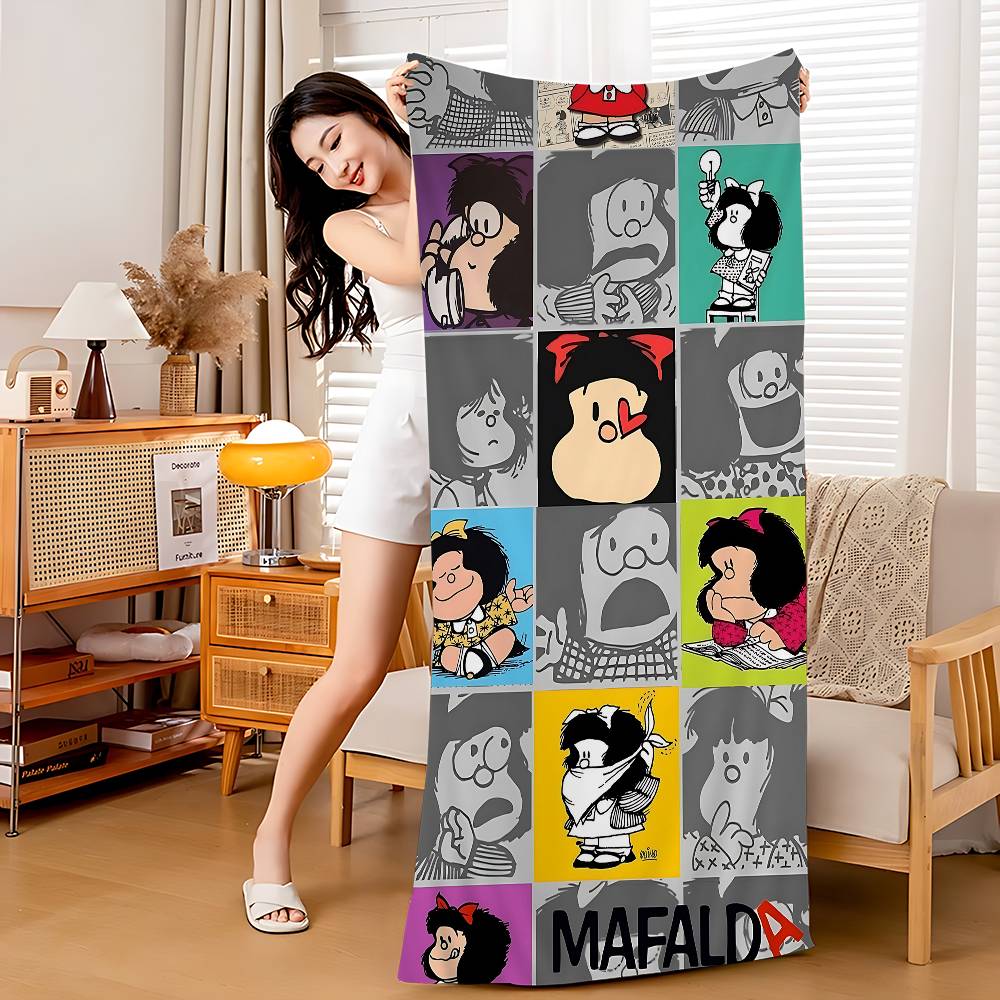 Cute Cartoon M-Mafalda Bath Towel Microfiber Soft Water Absorbing Breathable For Girl Kids Decorative Cartoon Beach Towel