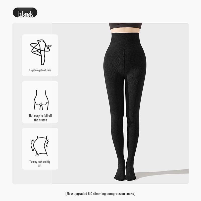 Damen Graue Extra-Lange High-Waist Kompressionsleggings - Fleecegefüttert, Dick, Vertikale Streifen für Herbst/Winter
