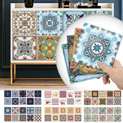 PVC Self-adhesive Sticker Waterproof DIY Tile Sticker Furniture Bathroom Kitchen Wall Stickers Removable Tile Stickers
