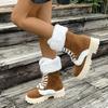 Autumn Winter Midsole Thick Warm Snow Boots with Thick Soles Thick Heels Simple Comfortable Midsole Boots for Women