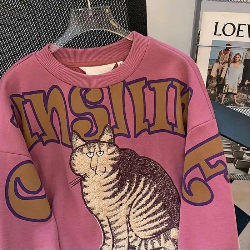 Sweatshirt for Women Cotton Oversize Fleece Thickened Loose Round Neck Casual Pullover Long Sleeve Winter Sweatshirt Top