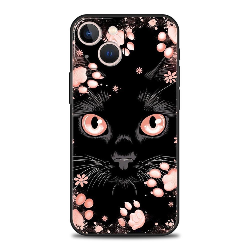 Cute Cat Phone Case For iPhone 16 13 15 14 12 11 Pro MAX XR X SE XS 7 8 Plus Soft TPU Shell Cover